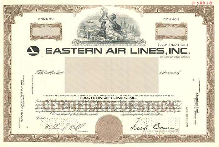 Eastern Air Lines, Inc. - Specimen Stock Certificate